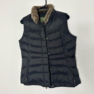 Eddie Bauer Black Faux Fur Puffer Vest
